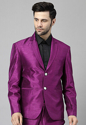 Solid Color Dupion Silk Blazer in Magenta