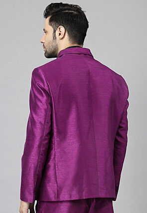 Solid Color Dupion Silk Blazer in Magenta