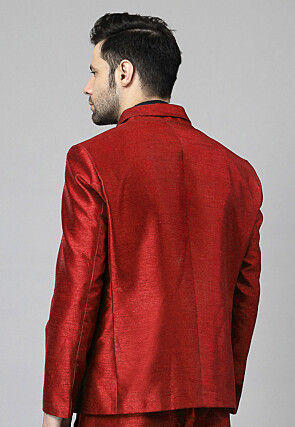 Solid Color Dupion Silk Blazer in Maroon