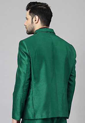 Solid Color Dupion Silk Blazer in Teal Green