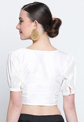 Solid Color Dupion Silk Blouse in White