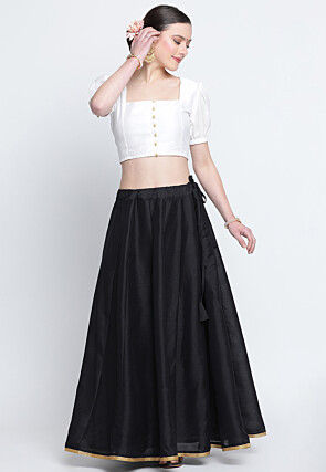 Solid Color Dupion Silk Blouse in White