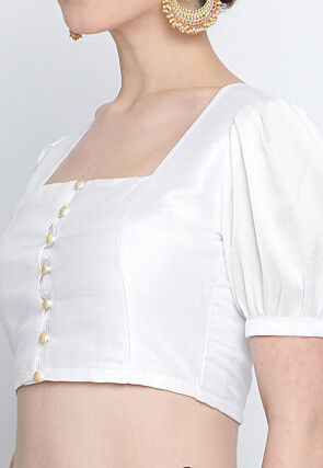 Solid Color Dupion Silk Blouse in White