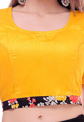 Solid Color Dupion Silk Blouse in Yellow