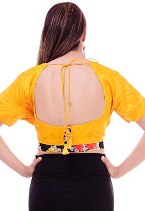 Solid Color Dupion Silk Blouse in Yellow
