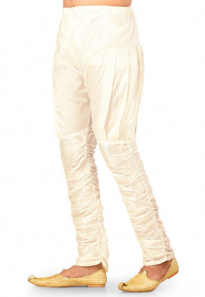 Solid Color Dupion Silk Breaches in Off White