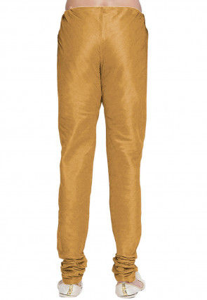 Solid Color Dupion Silk Churidar in Beige