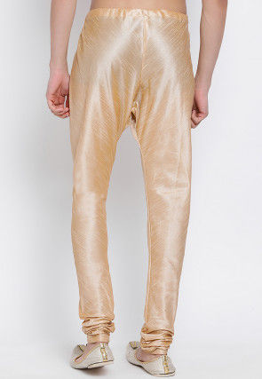 Solid Color Dupion Silk Churidar in Beige