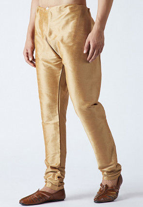 Solid Color Dupion Silk Churidar in Beige