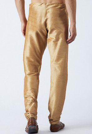 Solid Color Dupion Silk Churidar in Beige