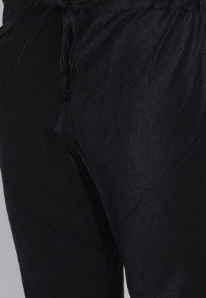 Solid Color Dupion Silk Churidar in Black