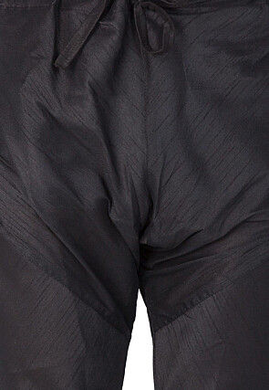 Solid Color Dupion Silk Churidar in Black