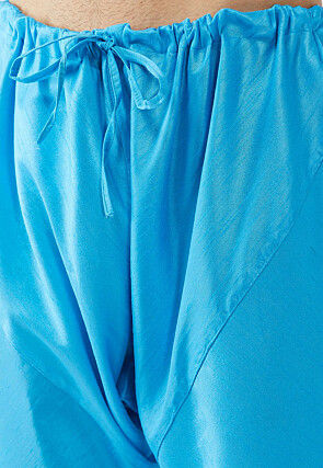 Solid Color Dupion Silk Churidar in Blue