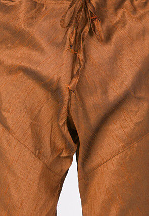 Solid Color Dupion Silk Churidar in Brown