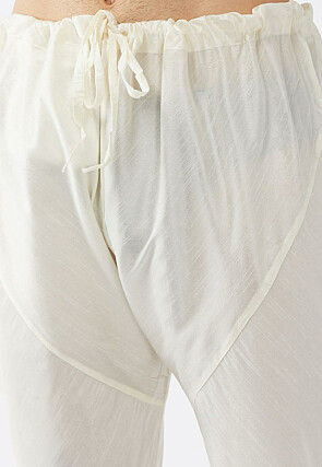 Solid Color Dupion Silk Churidar in Cream