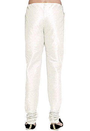 Solid Color Dupion Silk Churidar in Cream