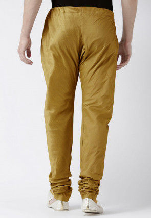 Solid Color Dupion Silk Churidar in Dark Beige