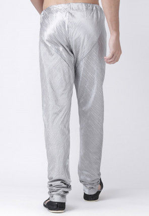 Solid Color Dupion Silk Churidar in Grey