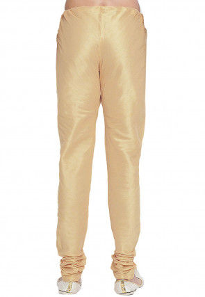 Solid Color Dupion Silk Churidar in Light Beige