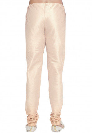 Solid Color Dupion Silk Churidar in Light Beige