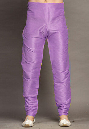 Solid Color Dupion Silk Churidar in Light Purple
