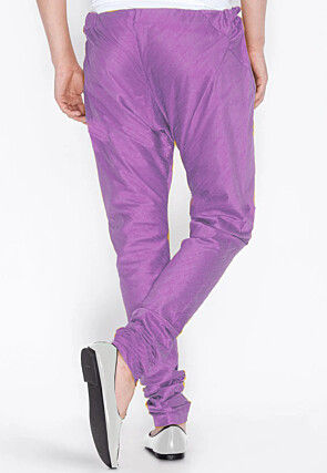 Solid Color Dupion Silk Churidar in Light Purple