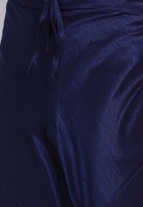 Solid Color Dupion Silk Churidar in Navy Blue
