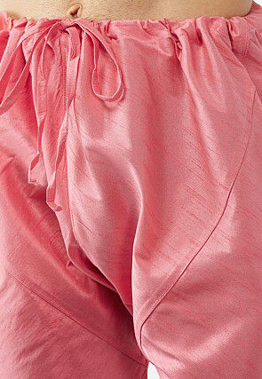 Solid Color Dupion Silk Churidar in Peach