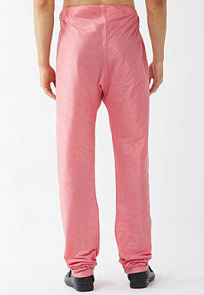 Solid Color Dupion Silk Churidar in Peach