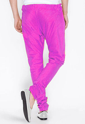 Solid Color Dupion Silk Churidar in Pink