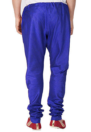 Solid Color Dupion Silk Churidar in Royal Blue