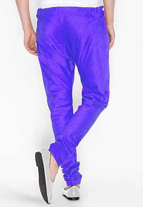 Solid Color Dupion Silk Churidar in Royal Blue