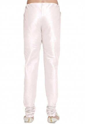 Solid Color Dupion Silk Churidar in White