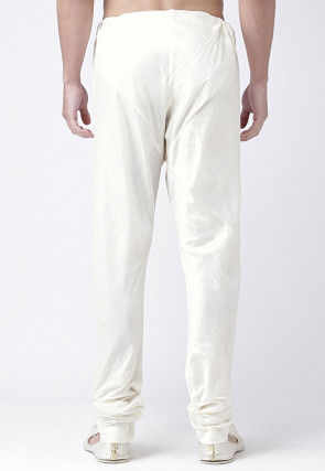 Solid Color Dupion Silk Churidar in White