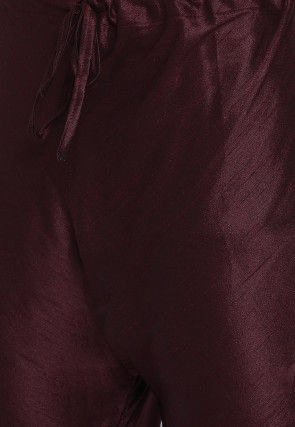 Solid Color Dupion Silk Churidar in Wine