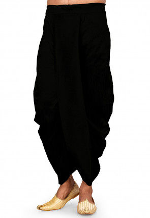 Solid Color Dupion Silk Dhoti in Black