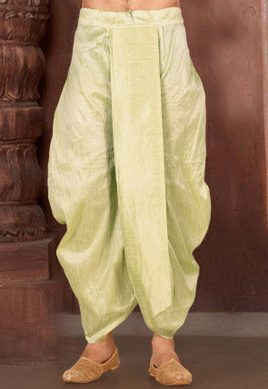 Solid Color Dupion Silk Dhoti in Pastel Green