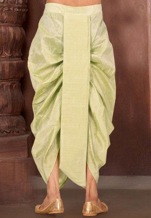Solid Color Dupion Silk Dhoti in Pastel Green
