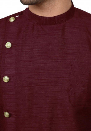 Solid Color Dupion Silk Dhoti Kurta in Maroon