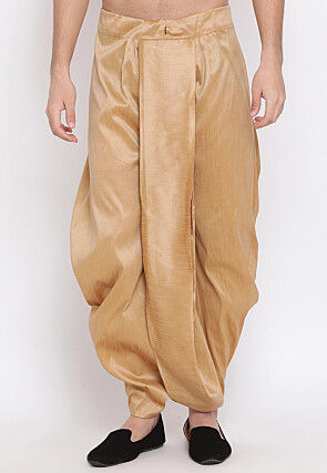 solid color dupion silk dhoti pant in beige v1 mtr4410