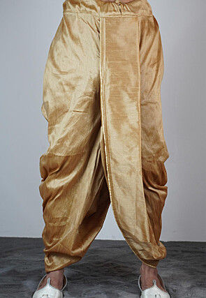 Solid Color Dupion Silk Dhoti Pant in Beige