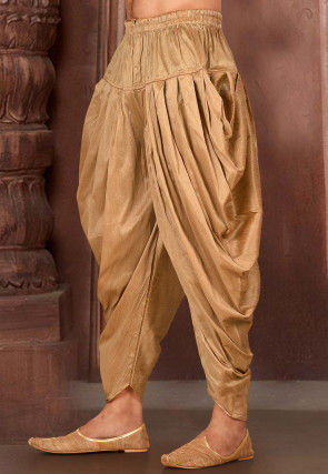 Solid Color Dupion Silk Dhoti Pant in Dark Beige