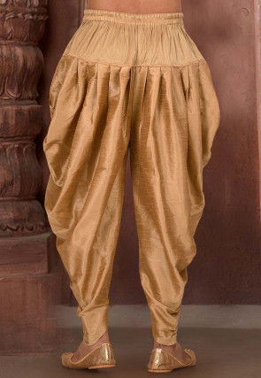 Solid Color Dupion Silk Dhoti Pant in Dark Beige