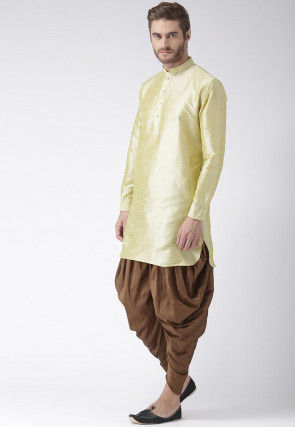 Solid Color Dupion Silk Dhoti Pant in Dark Brown