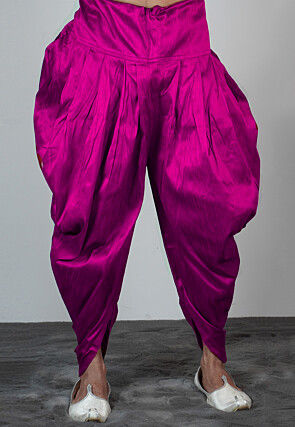 Solid Color Dupion Silk Dhoti Pant in Magenta