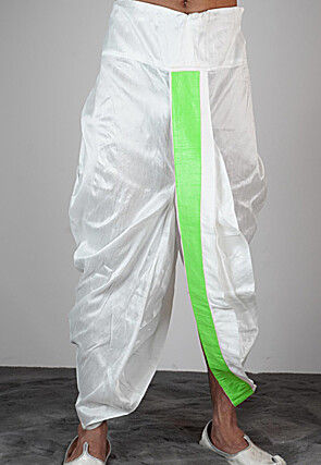 Solid Color Dupion Silk Dhoti Pant in White