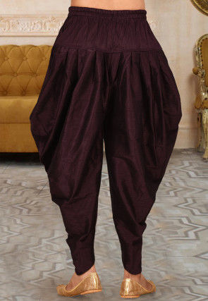 Solid Color Dupion Silk Dhoti Pant in Wine