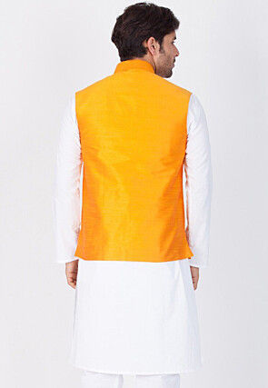 Solid Color Dupion Silk Jacket in Mustard