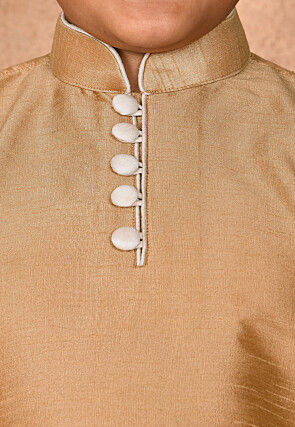 Solid Color Dupion Silk Kurta in Beige