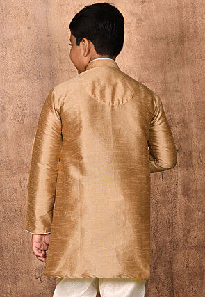 Solid Color Dupion Silk Kurta in Beige